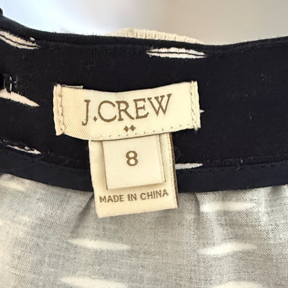 J.Crew Navy Blue White Polka Dot Skirt Women’s Size 8 Preppy A-Line Midi - Picture 3 of 4
